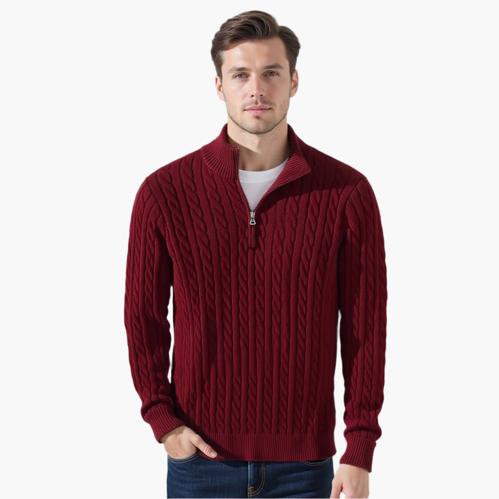 Pull Homme Chic à Col Montant en Laine Mélange
