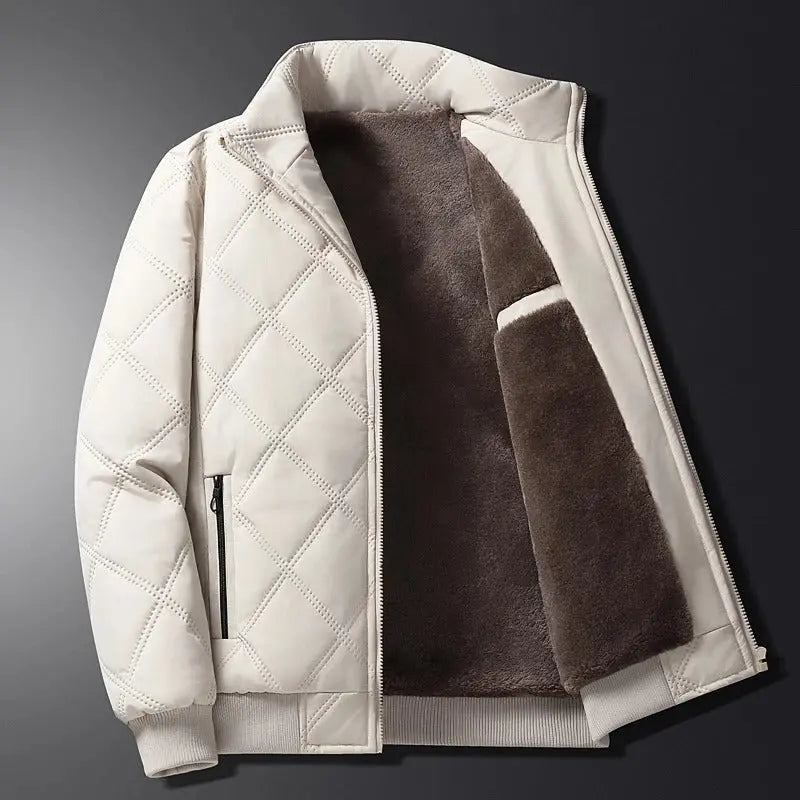 Veste hivernale brune à doublure fourrée pour homme