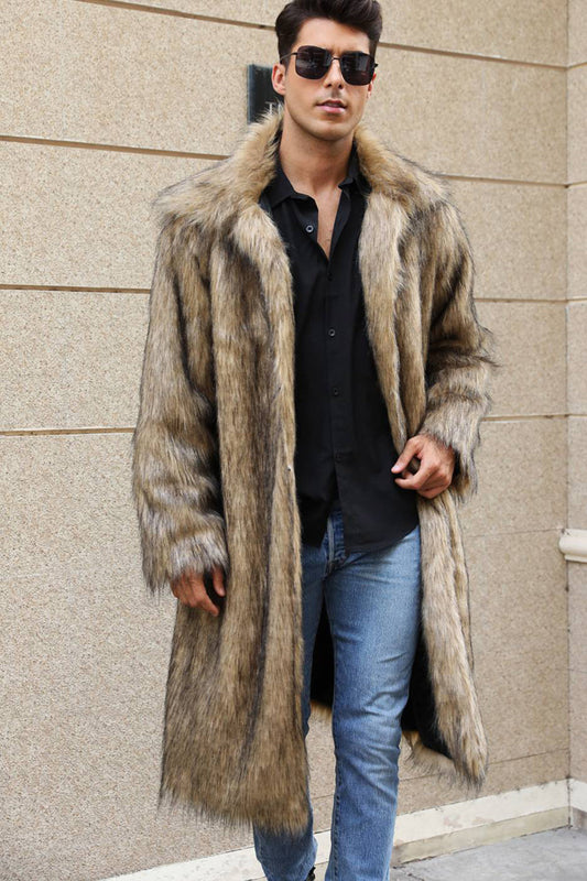 Manteau Homme Hiver Doublé Col Évasé avec Imitation Fourrure - LuxeStyle