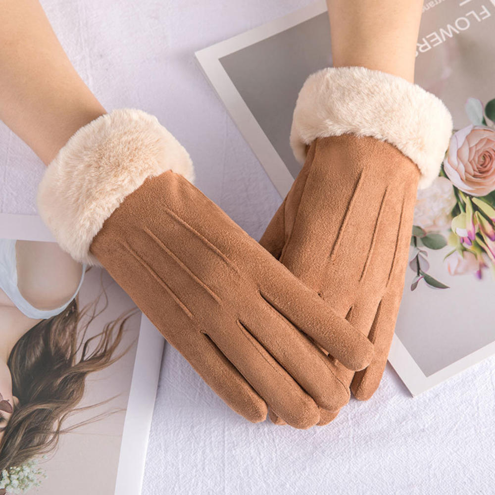 Gants Femmes Hiver Douillets avec Poignet Élastiqué
