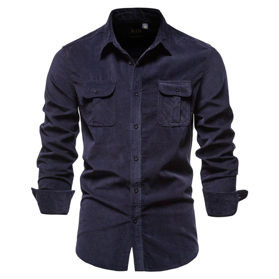 Chemise Homme Brun Classique à Manches Longues