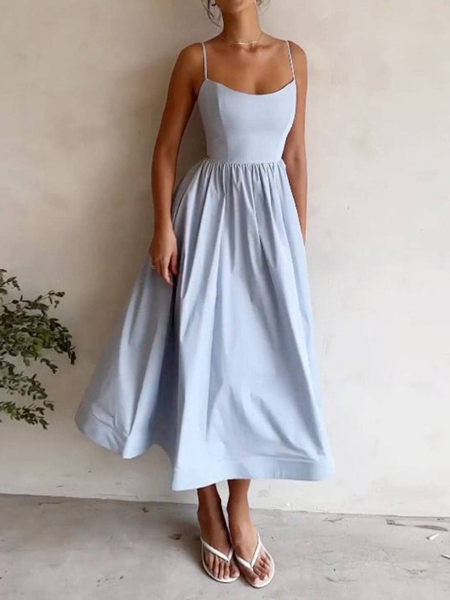 Robe de Soirée Élégante Femme - Robe Courte A-Ligne avec Décolleté et Bretelles Délicates