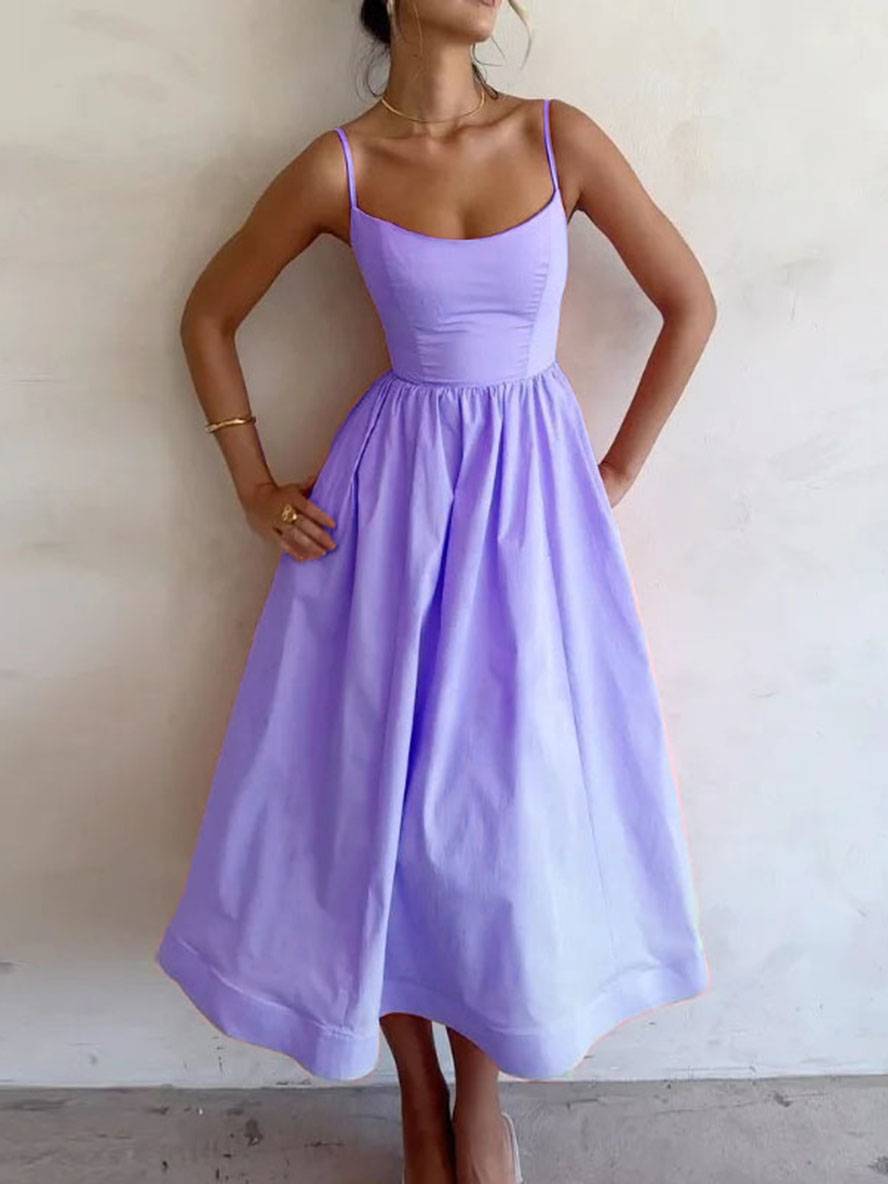 Robe de Soirée Élégante Femme - Robe Courte A-Ligne avec Décolleté et Bretelles Délicates