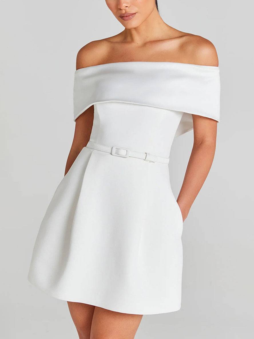Robe de Soirée Élégante Femme - Robe Cocktail Sans Manches avec Ceinture