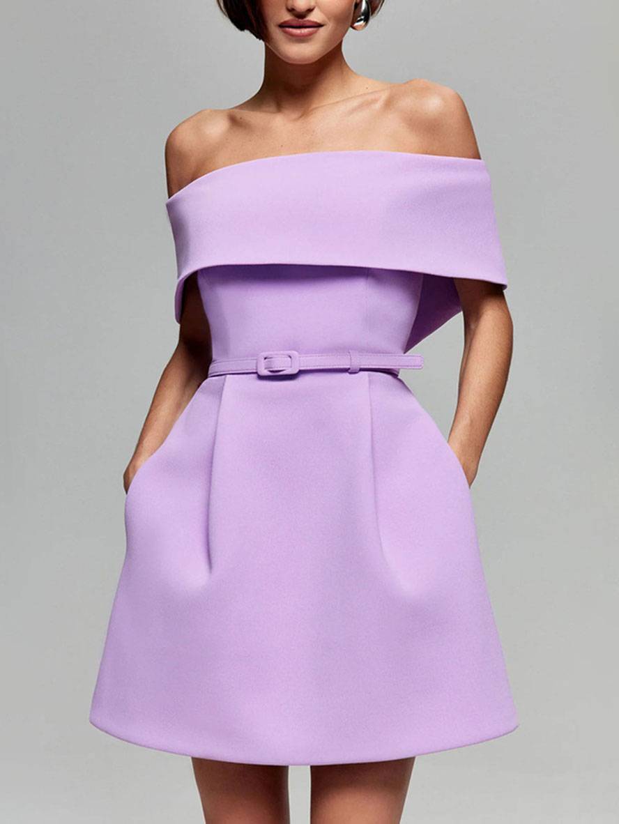 Robe de Soirée Élégante Femme - Robe Cocktail Sans Manches avec Ceinture