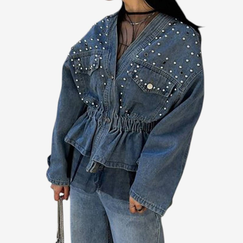 Veste Femme Élégante Col V Boutonnée - LuxeStyle