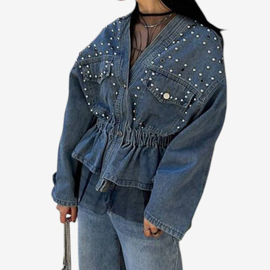 Veste Femme Élégante Col V Boutonnée - LuxeStyle