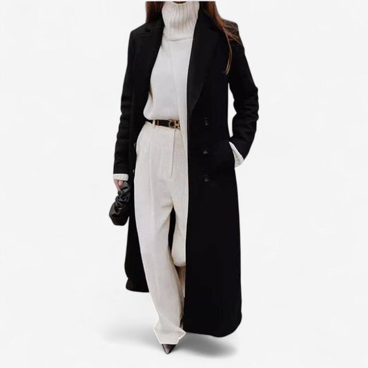 Manteau Femme Élégant Long Col Revers - LuxeStyle