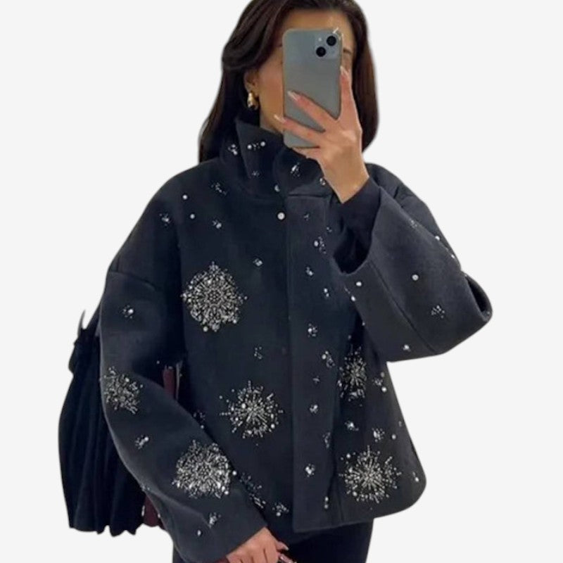 Veste Féminine Brodée Col Montant - LuxeStyle