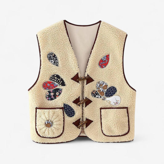 Veste estivale imprimée décolletée avec poches - LuxeStyle