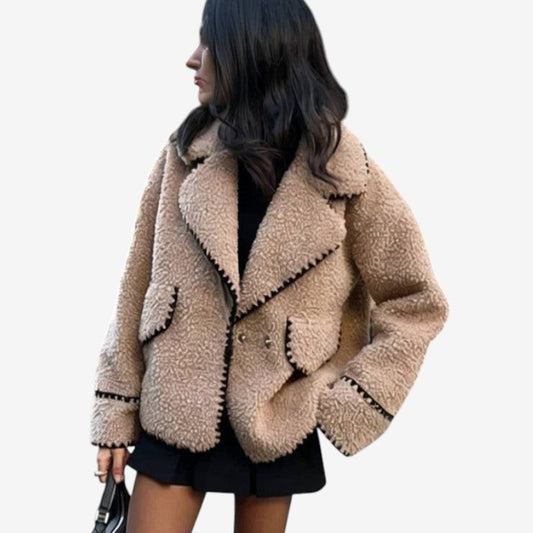 Blouson Hiver Polaire Élégant Col Revers - LuxeStyle