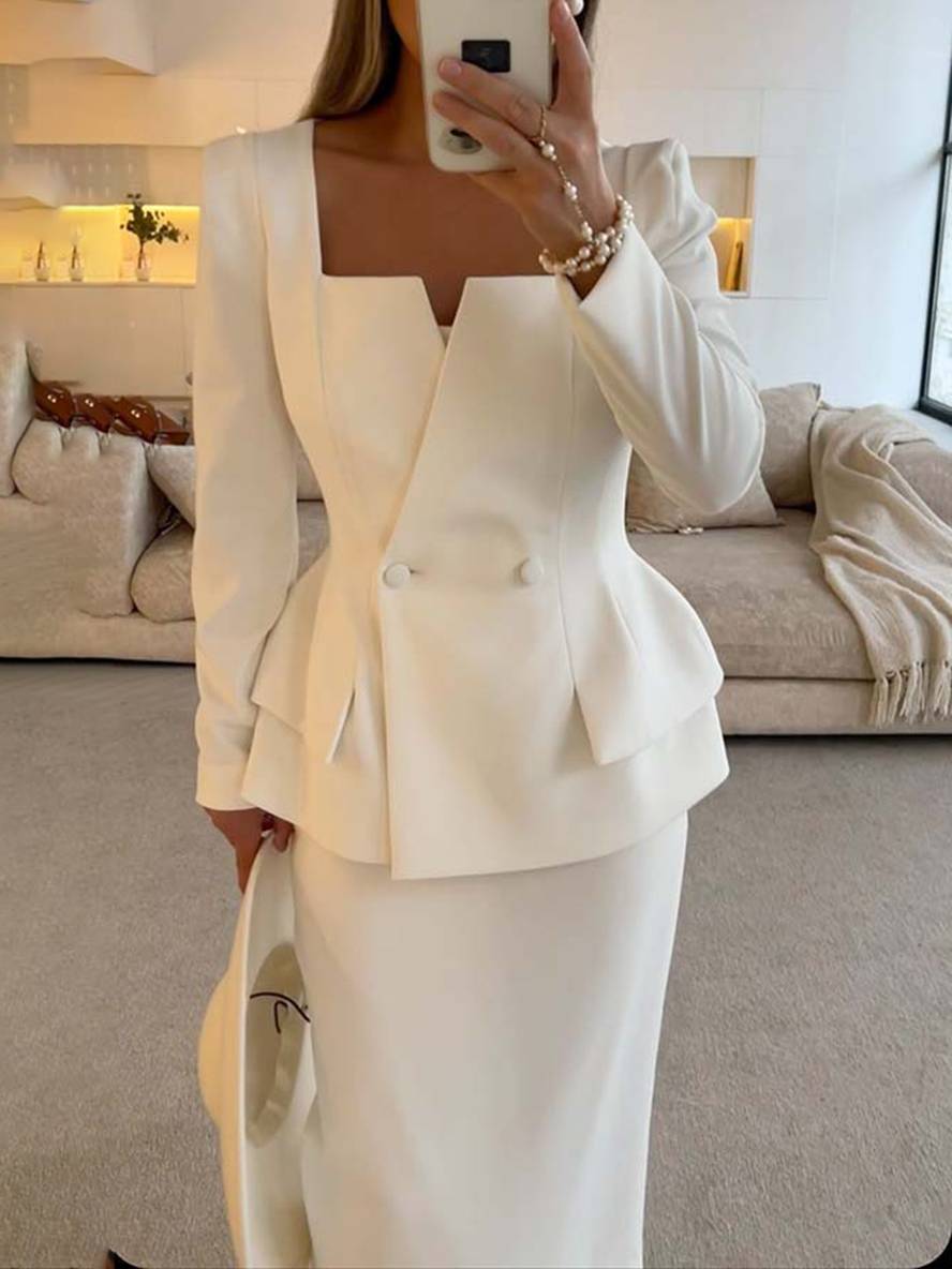 Costume Femme Élégant Deux Pièces Taille Haute - LuxeStyle