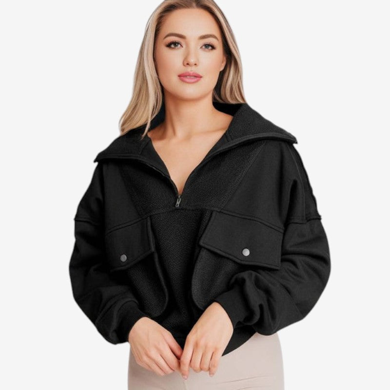 Sweat à manches longues confortable avec poche sécurisée - LuxeStyle