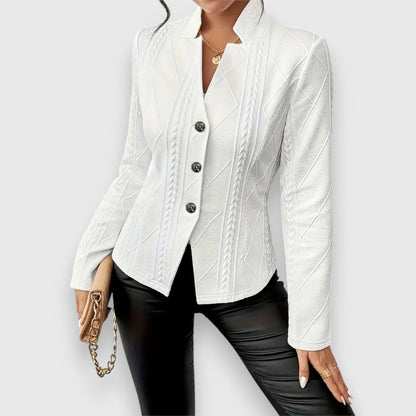 Blazer En Tricot À Manches Longues Pour Femme | Boutonné