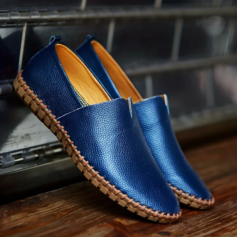 Bottines en cuir marine décontractées pour homme - LuxeStyle