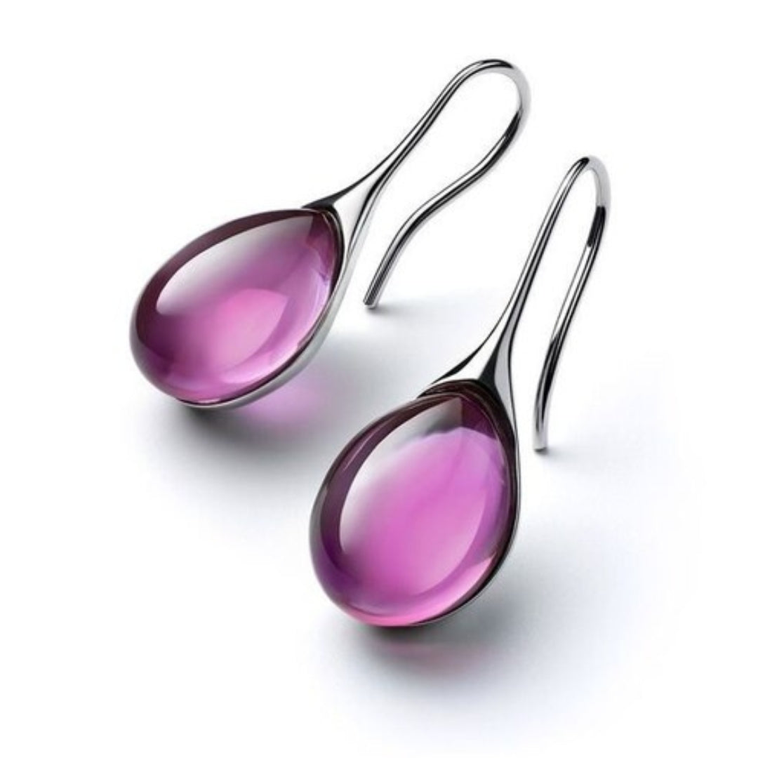 Boucles d'oreilles femmes tendance en larme avec strass et fermeture sûre