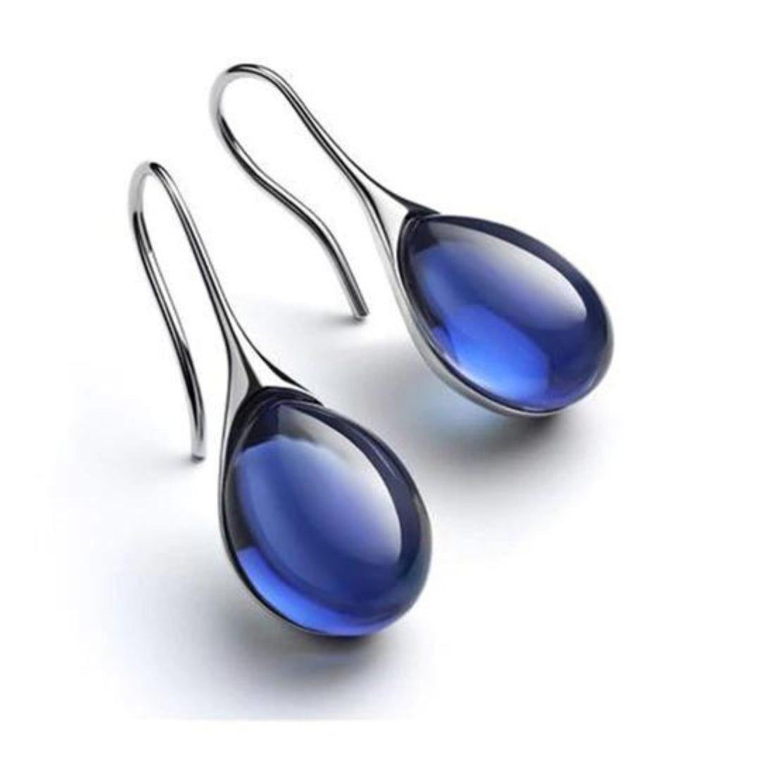 Boucles d'oreilles femmes tendance en larme avec strass et fermeture sûre
