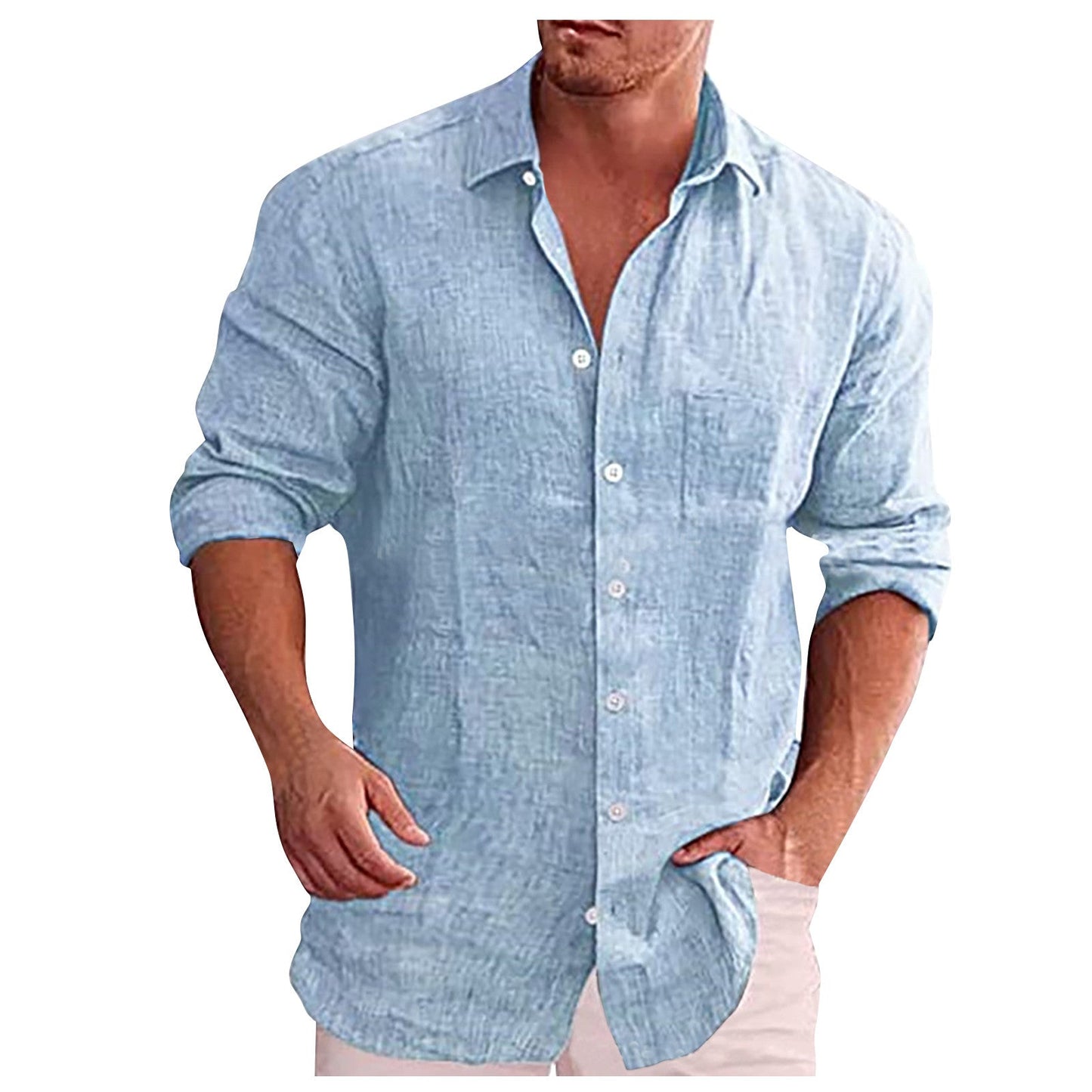 Chemise Homme Noir Classique Manches Longues Décontractée