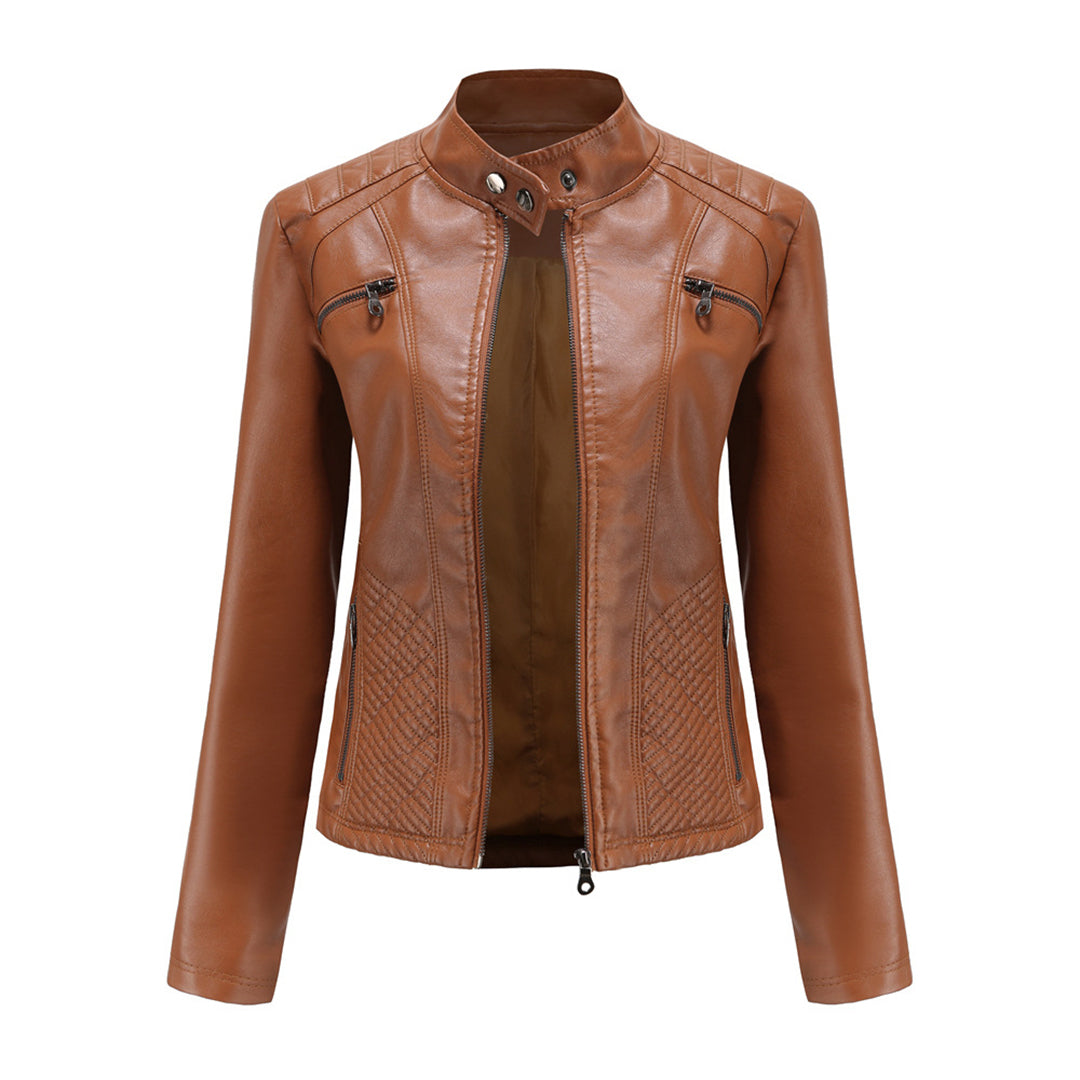 Veste Cuir Féminine Élégante à Fermeture Originale