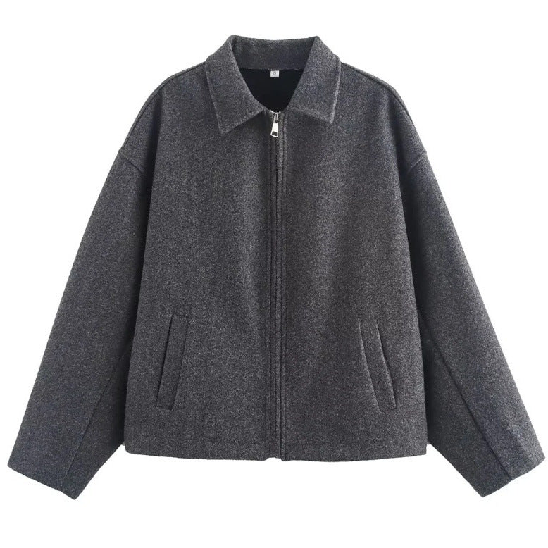 Veste Femme Court Style Élégant en Laine Mélange