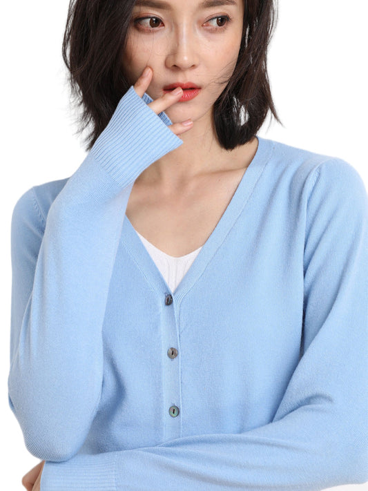 Cardigan col V femme élégant - luxestyle