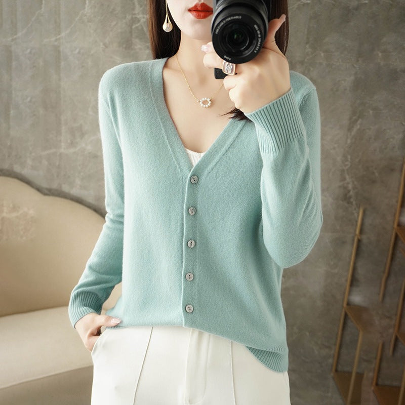 Cardigan col V femme élégant