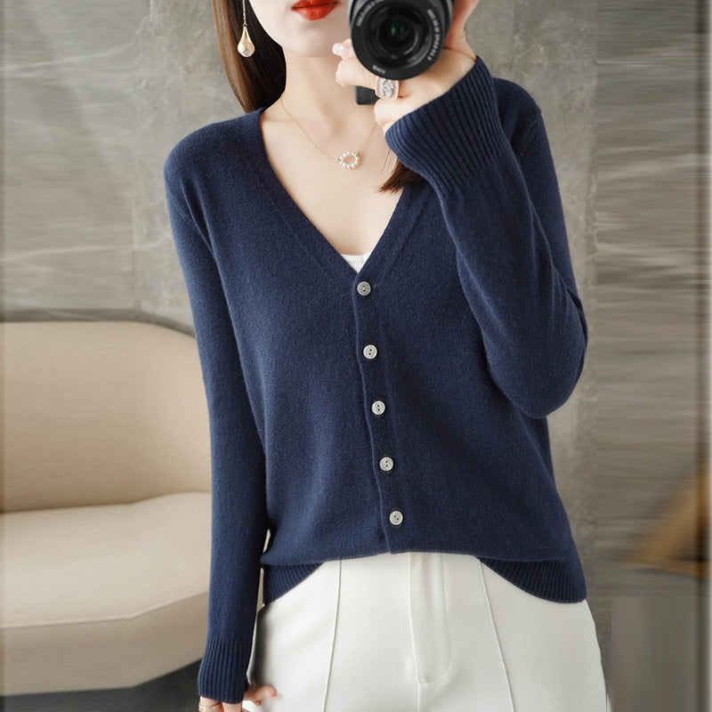 Cardigan col V femme élégant
