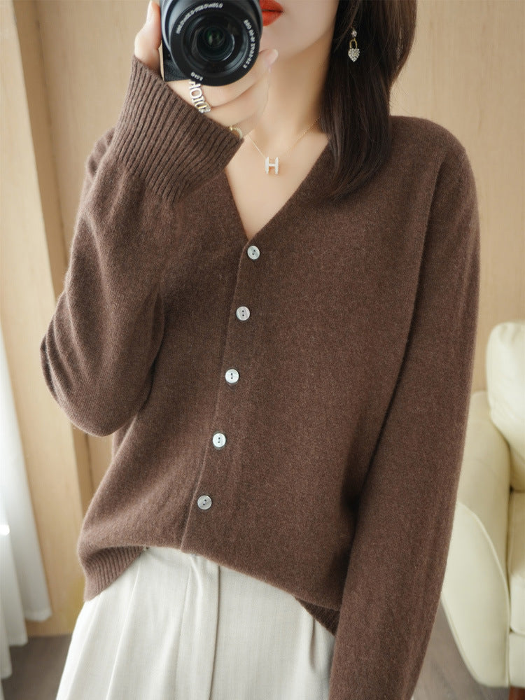 Cardigan col V femme élégant