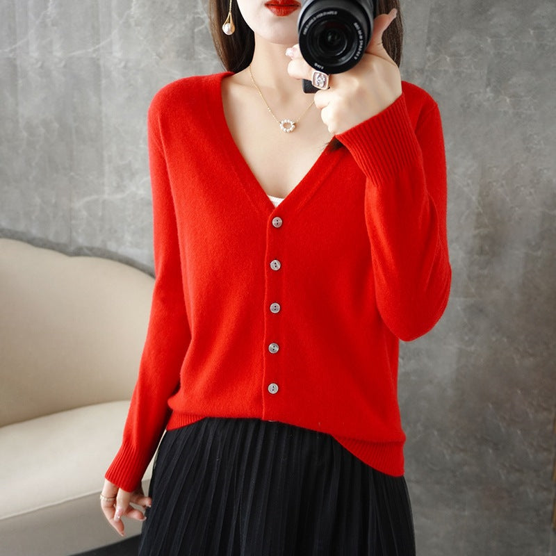 Cardigan col V femme élégant