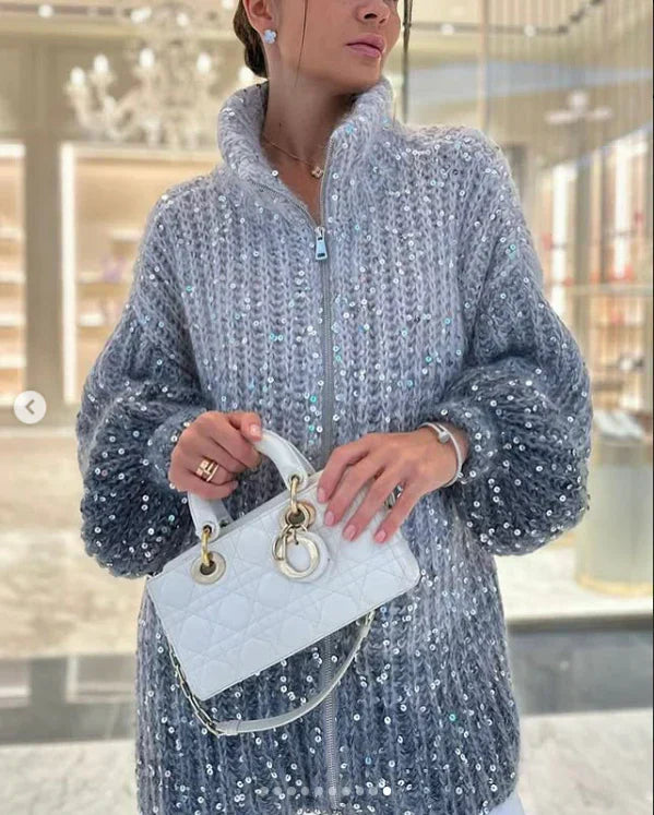 Gilet Femme Chic Pailleté Élégant