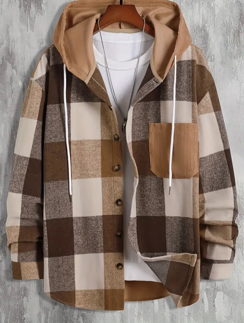 Veste à Capuche Homme Carreaux Mode & Détente Relaxe