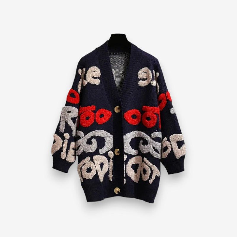 Cardigan Fantaisie Manches Longues Boutons - LuxeStyle
