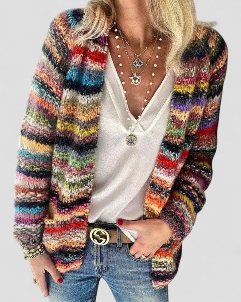 Cardigan tricoté multicolore pour femmes