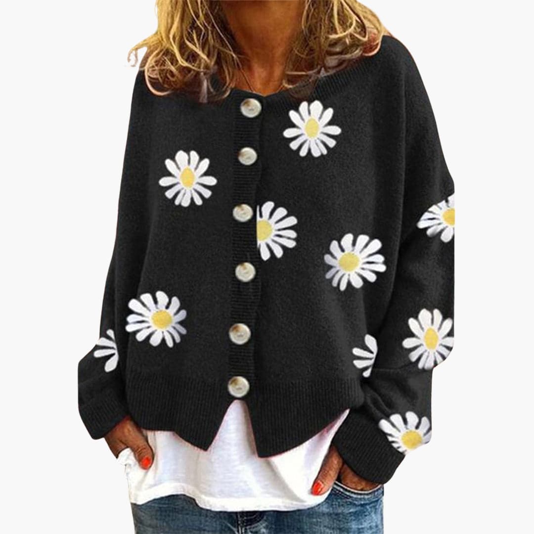 Cardigan Fleuri Élégant Féminin