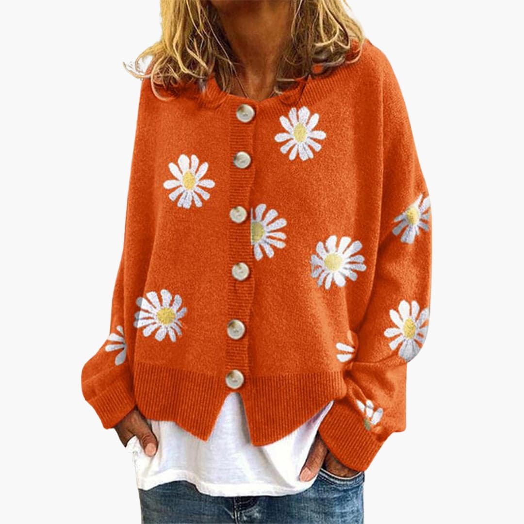 Cardigan Fleuri Élégant Féminin