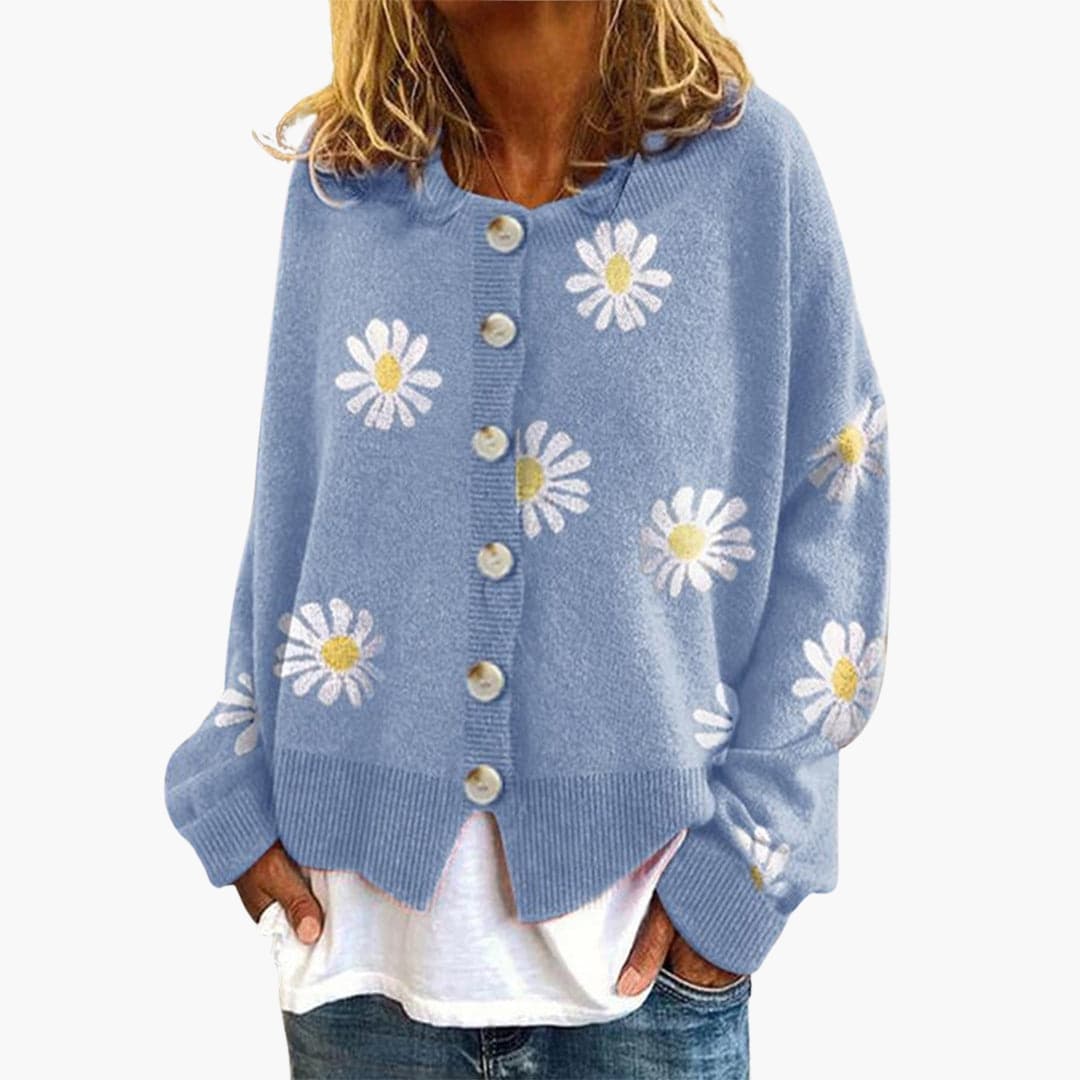 Cardigan Fleuri Élégant Féminin