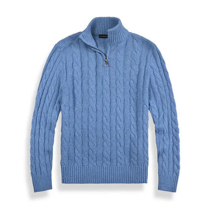 Pull Homme Hiver Laine Grise Zippé