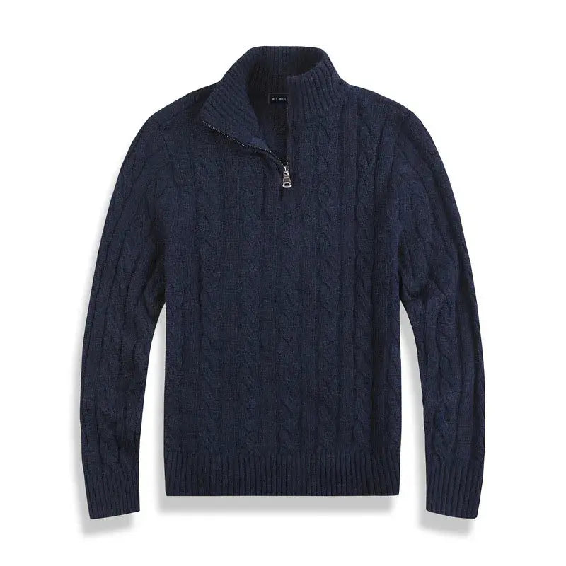 Pull Homme Hiver Laine Grise Zippé