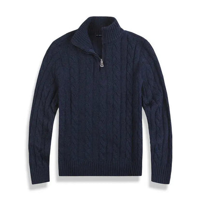 Pull Homme Hiver Laine Grise Zippé