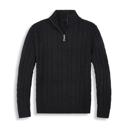 Pull Homme Hiver Laine Grise Zippé