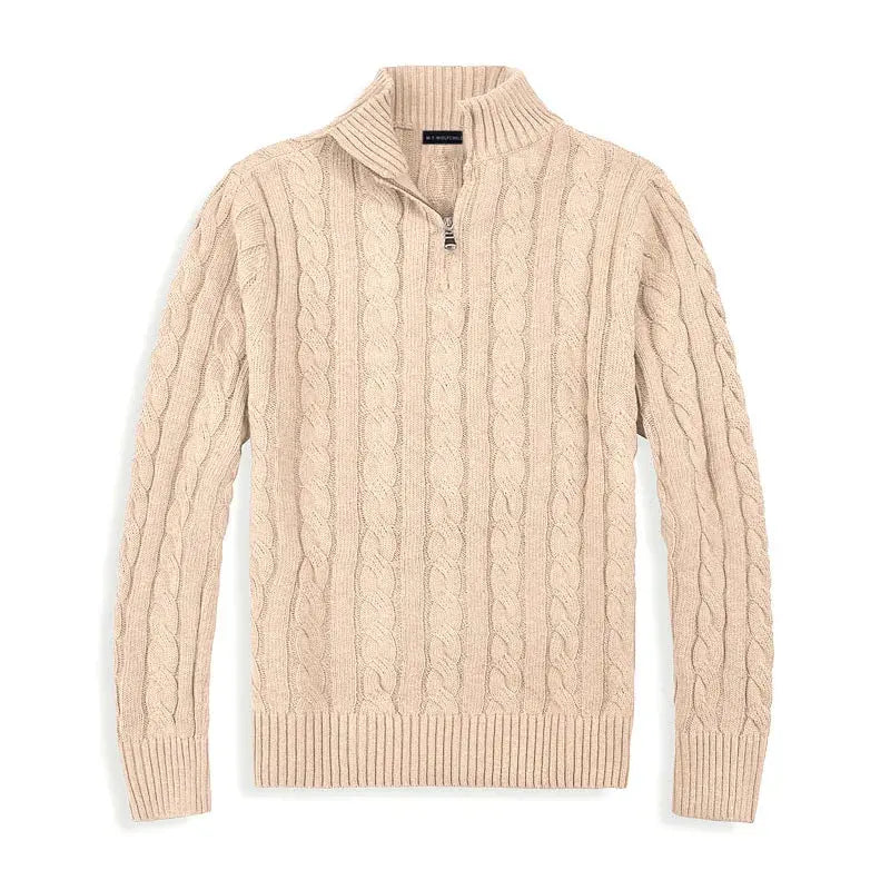 Pull Homme Hiver Laine Grise Zippé