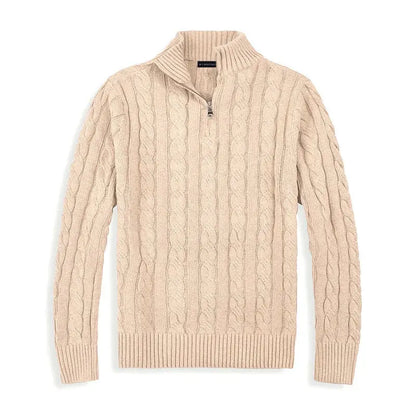 Pull Homme Hiver Laine Grise Zippé