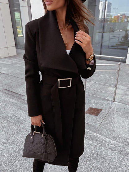 Manteau femme élégant mi-long en beige
