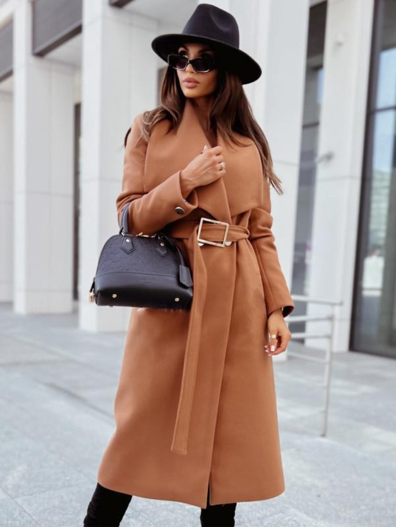 Manteau femme élégant mi-long en beige