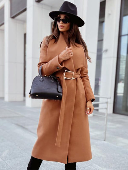 Manteau femme élégant mi-long en beige