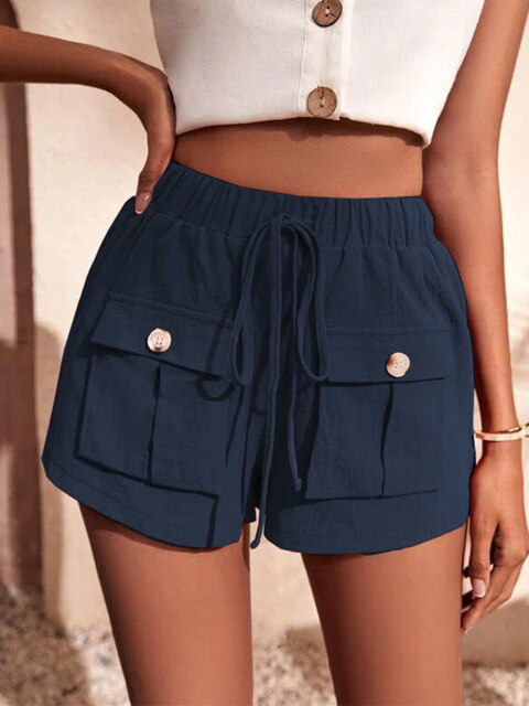 Short Décontracté Lin Corail pour Femme