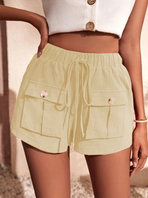 Short Décontracté Lin Corail pour Femme