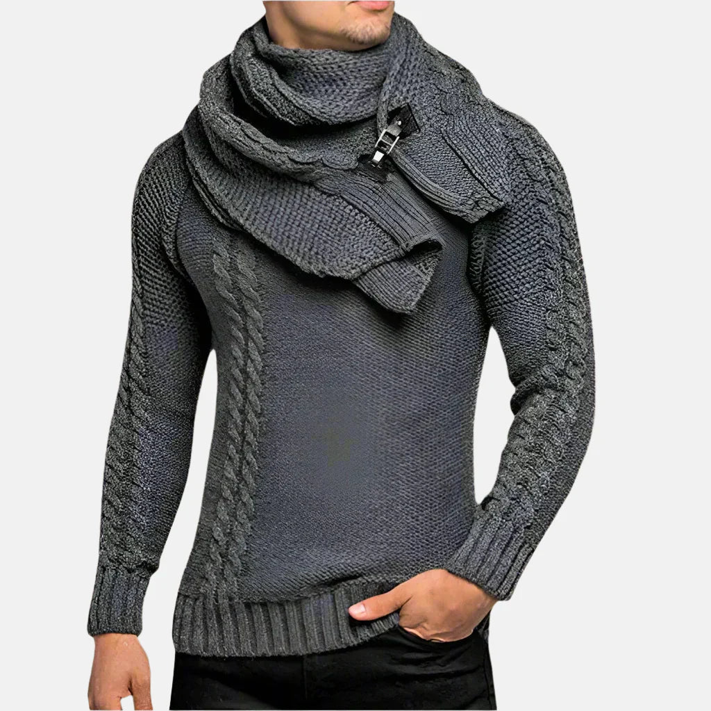 Pull Col Roulé Câble Élégant Hiver Homme