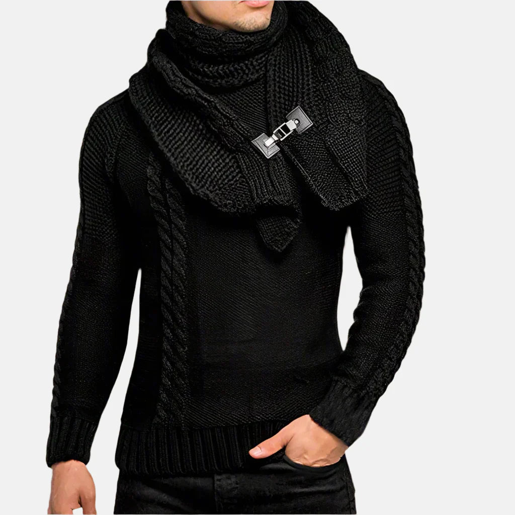 Pull Col Roulé Câble Élégant Hiver Homme
