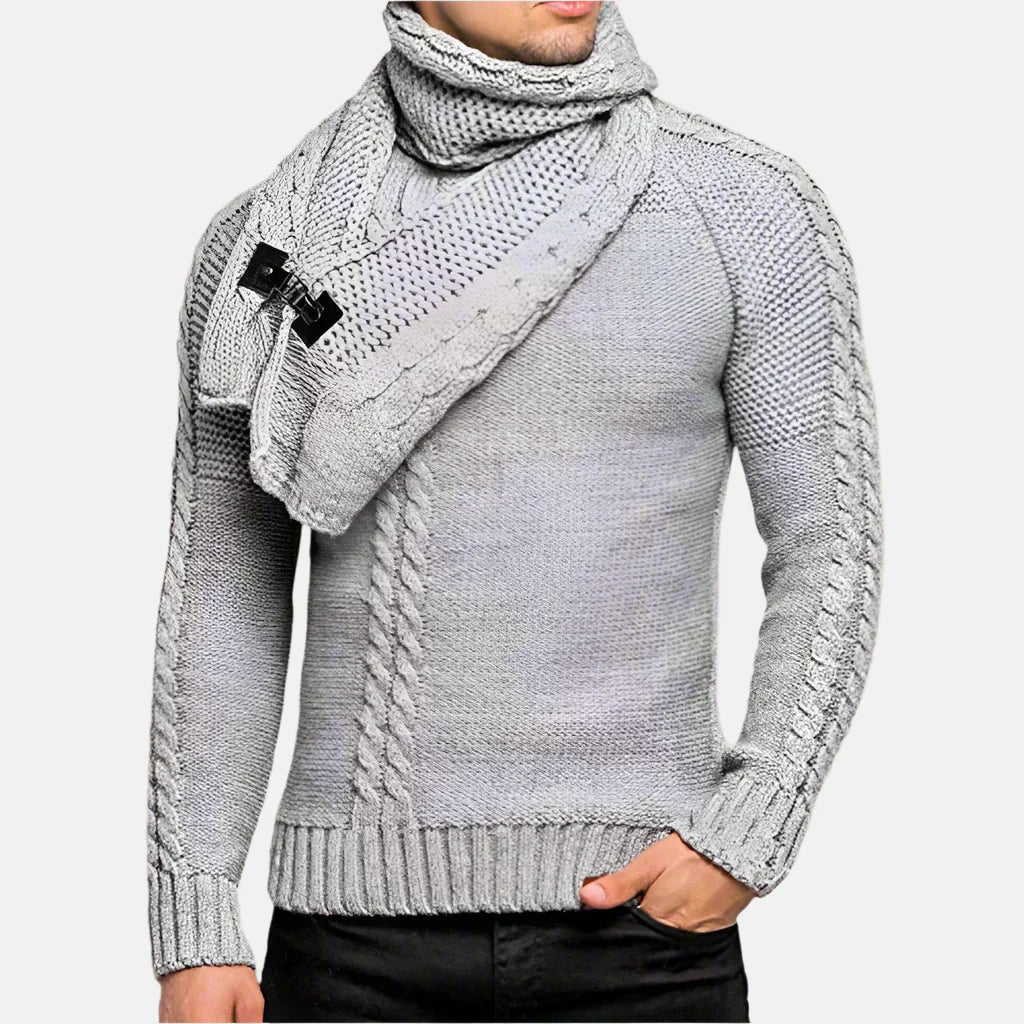 Pull Col Roulé Câble Élégant Hiver Homme